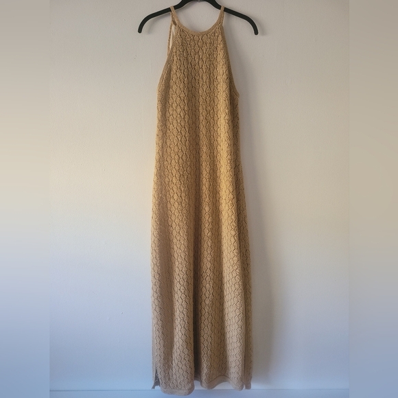 Boston Proper Crochet Maxi Dress. Small. Tan. - Picture 2 of 10